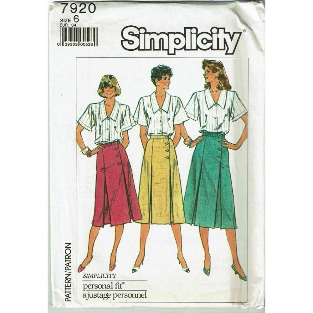 Simplicity‎ Sewing Pattern 7920 Misses Skirts A Line Gored Size 6 UNCUT VTG